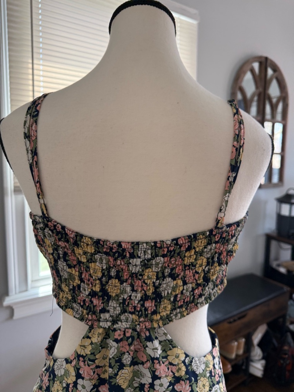 Lulu's Black Floral Cutout Midi Dress with Pastel Blooms - Picture 11 of 14